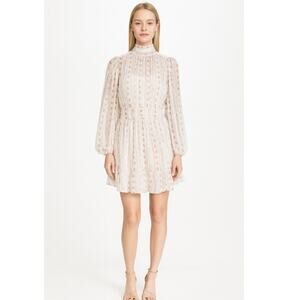Anthropologie Sheer Mock Neck Mini Dress Medium White NWT